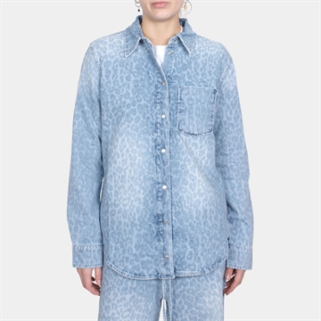 Lala Berlin Blouse Bekki Printed Denim Washed Blue Leo